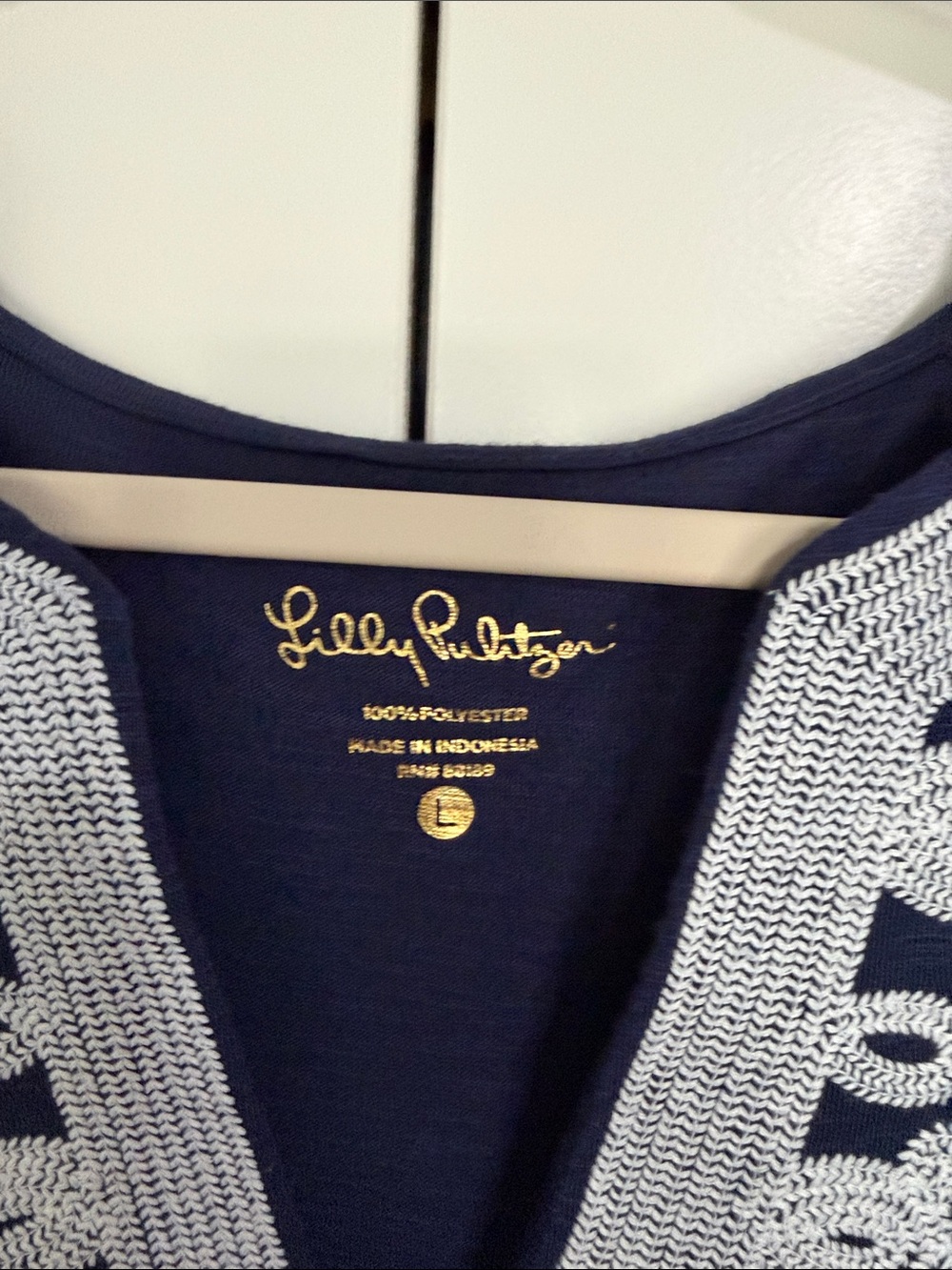 Lilly Pulitzer Navy V-Neck Cardigan with White Trim Detail